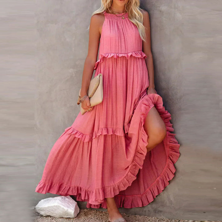 Melinda | Halter Ruffle Maxi Dress - Loravon