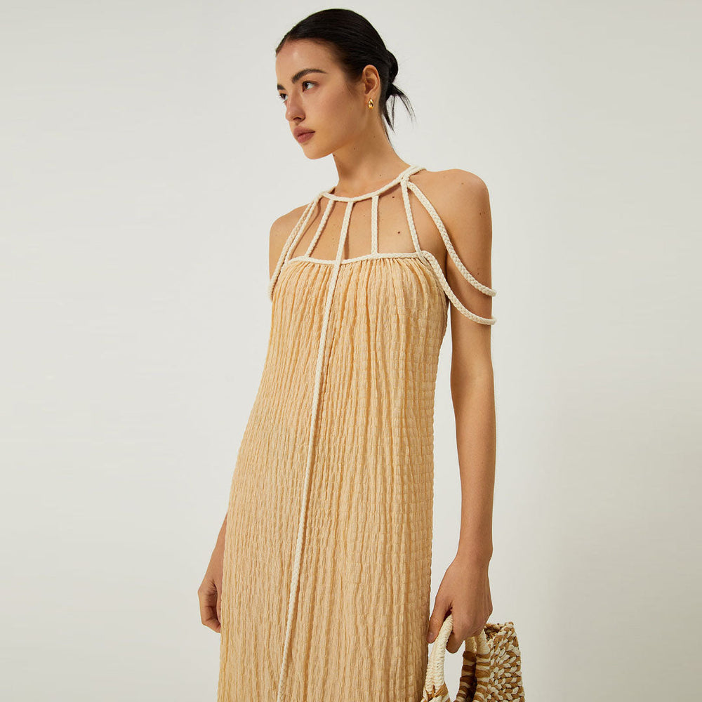 Stefania | Elegant Backless Cotton Dress - Loravon