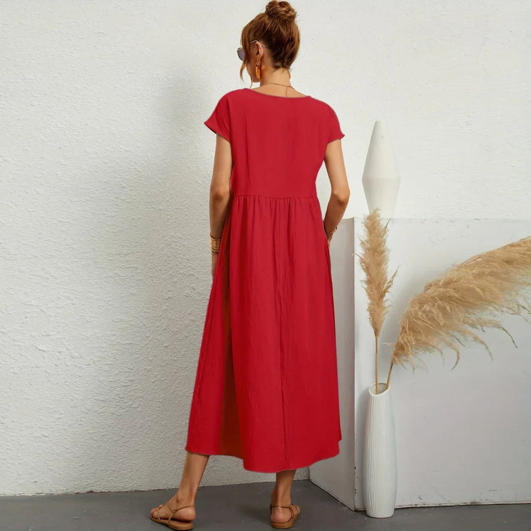 Maribel® - Mixed Cotton Casual Elegant Dress - Loravon