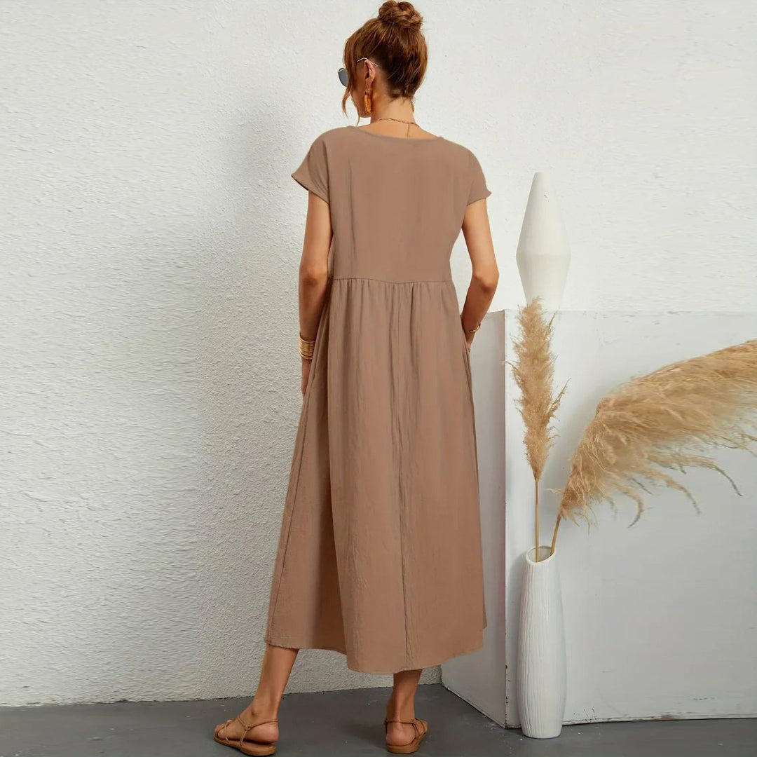 Maribel® - Mixed Cotton Casual Elegant Dress - Loravon