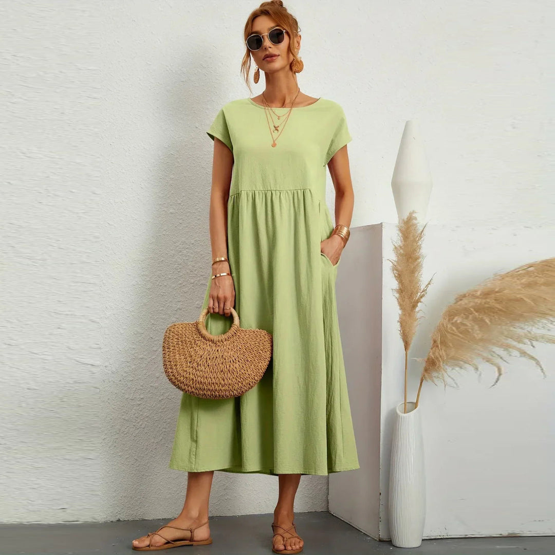Maribel® - Mixed Cotton Casual Elegant Dress - Loravon