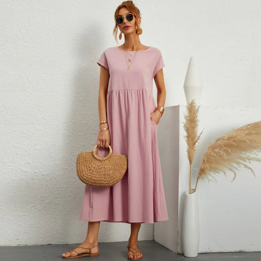 Maribel® - Mixed Cotton Casual Elegant Dress - Loravon