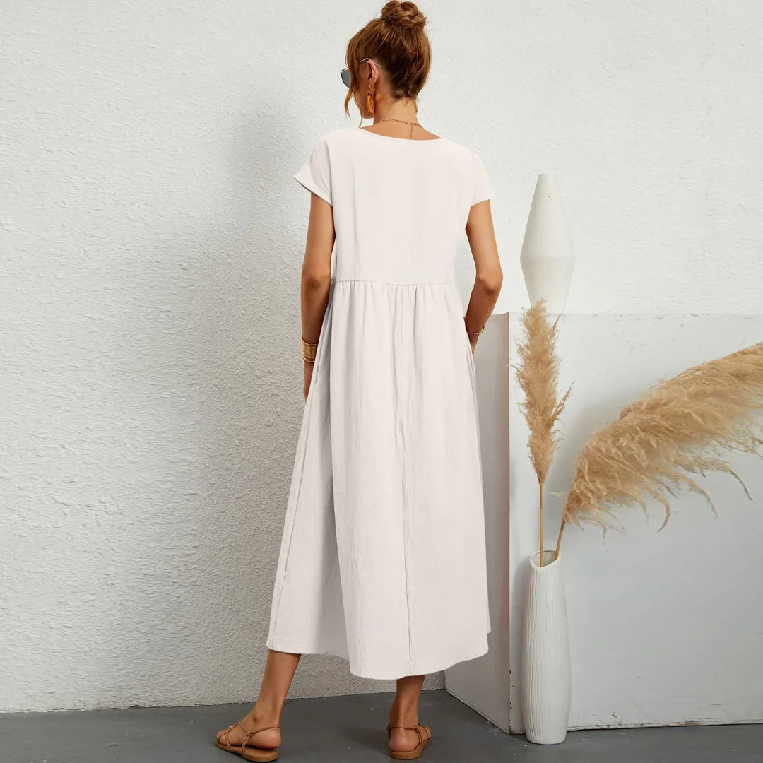 Maribel® - Mixed Cotton Casual Elegant Dress - Loravon