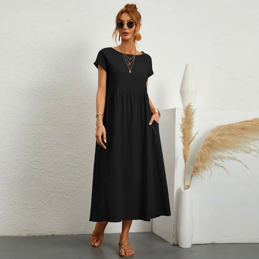 Maribel® - Mixed Cotton Casual Elegant Dress - Loravon