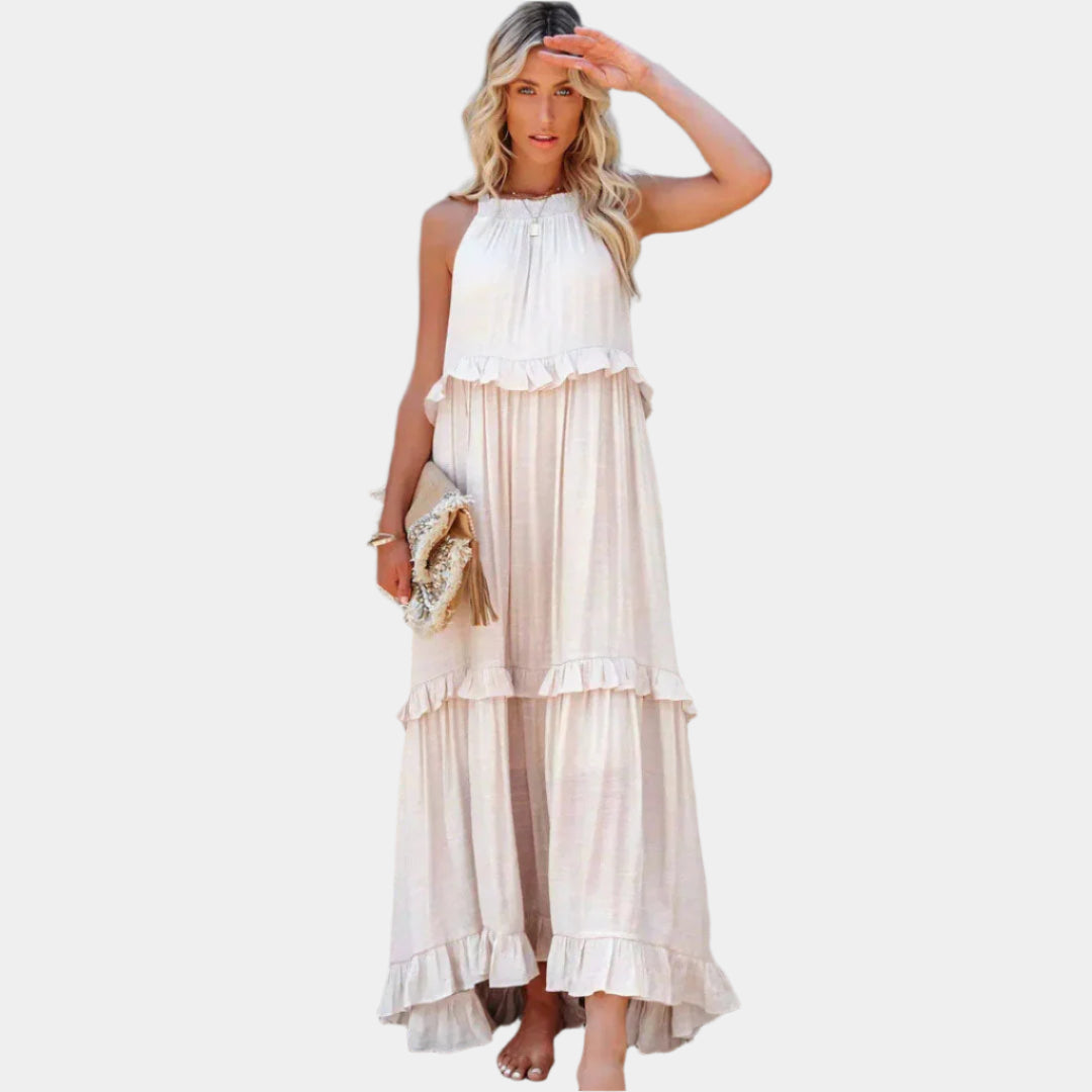 Melinda | Halter Ruffle Maxi Dress - Loravon